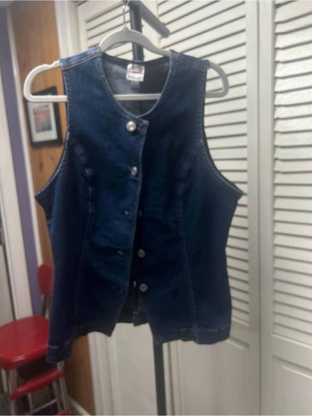 Nwot Maeve Dark Blue Denim Sleeveless Button-Front Top - Picture 3 of 6